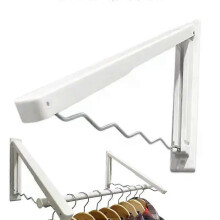 Perchero de pared plegable sin perforaciones, con capacidad de carga de 20 libras y diseño ondulado.
