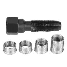 Kit di 5 utensili per la riparazione della filettatura delle candele in acciaio al carbonio, inserti