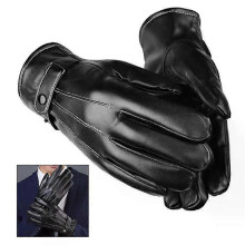 Herren Fahrradhandschuhe PU Leder Motorrad Schutzhandschuhe Wasserdicht Einstellbar für Camping Klettern