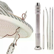 Set di punteruoli per cucire in pelle, kit di riparazione di scarpe multifunzionale sostituibile, aghi