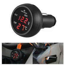 12/24V 3 in 1 auton volttimittari automaattinen LED digitaalinen volttimittari lämpömittari auton tupakansytytin