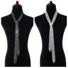 Bling Rhinestone Necktie Uniform Tie Women Neck Tie Daily Party Dance Tie