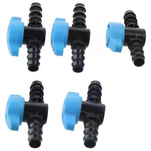 5pcs 16mm in-Line Ball Valve Drip Irrigation Black & Blue Plastic Water Valve Barbed Ball Valve