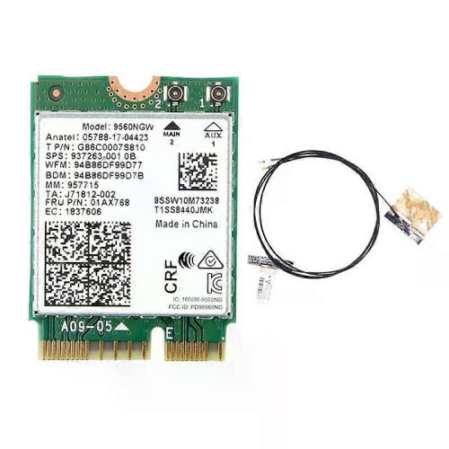 9560NGW Κάρτα WiFi+Κεραία 1730Mbps Ασύρματη σύνδεση AC 9560 Διπλή ζ
