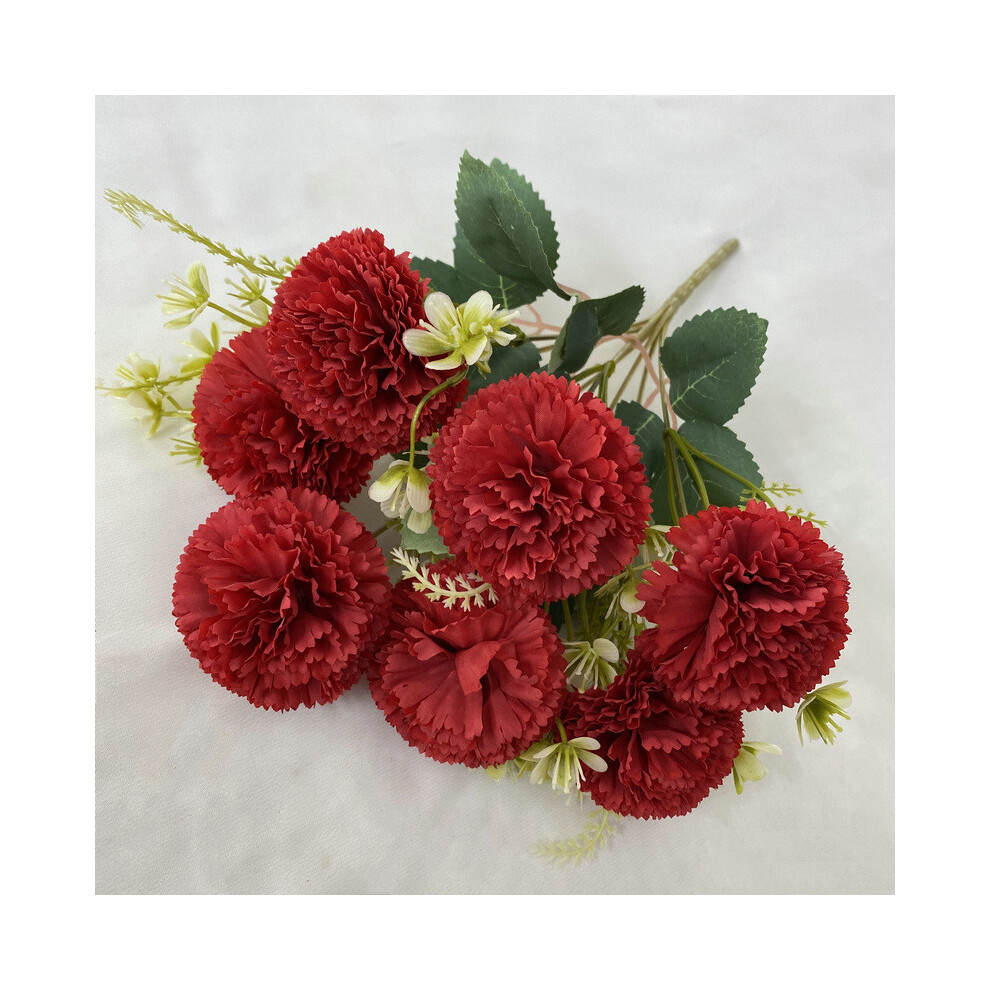 (Red) Fake Flower Carnation Bouquet Wedding Home Decoration Props Gift Photography-image-OPC-PHMDKK5-NEW