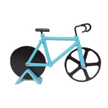 (Blue) Bicycle Pizza Wheel Knife Funny Housewarming Gift Stainless Steel Pizza Slicer