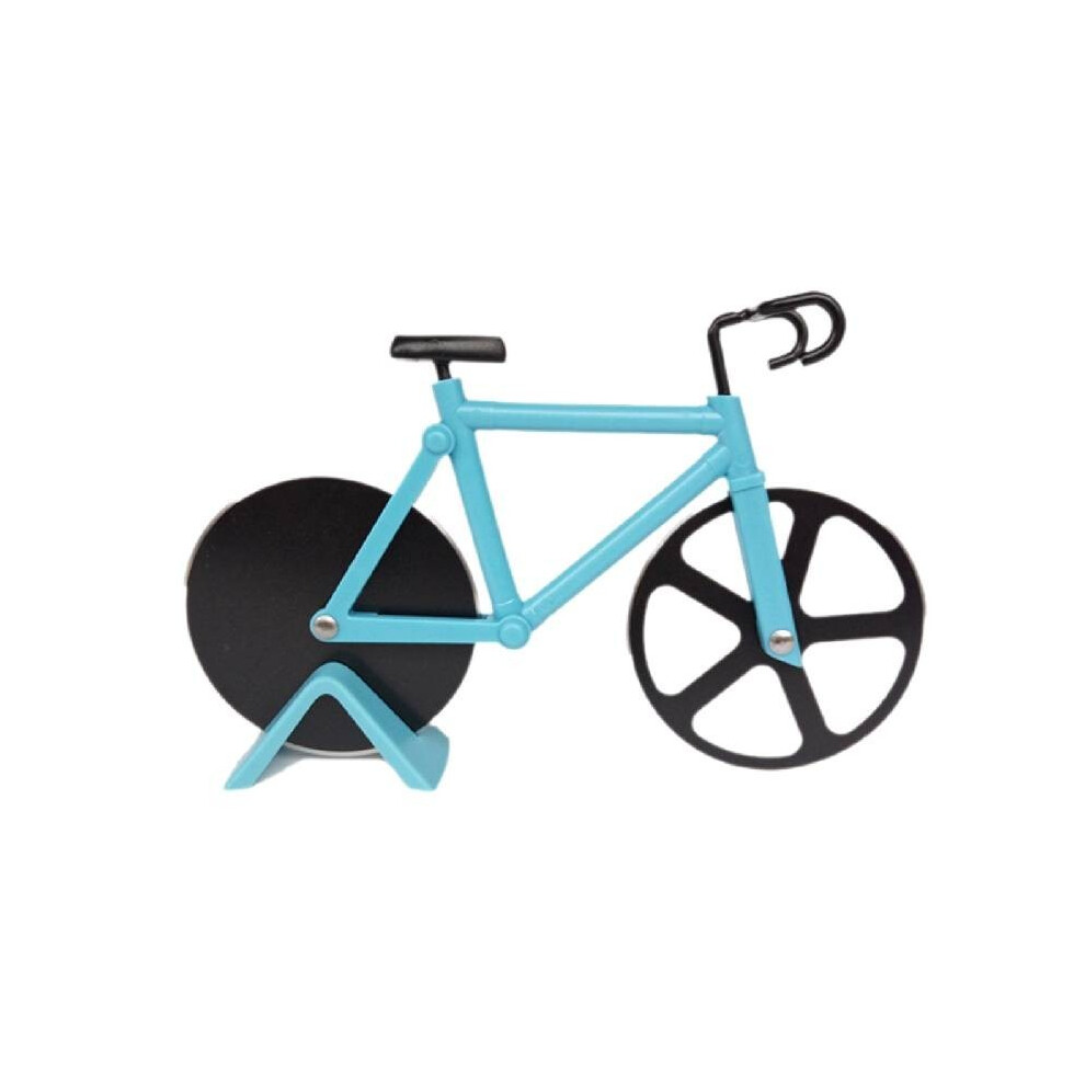 (Blue) Bicycle Pizza Wheel Knife Funny Housewarming Gift Stainless Steel Pizza Slicer Blue