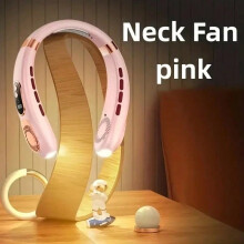 (pink) Portable Neck Fan Personal 4000mah Bladeless Cooling Neck Fan Blow Cold Air Neck Cooler Wearable Fan Around Your Neck Adjustabl