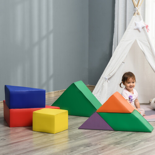 Homcom HOMCOM 7 Pcs Kids Soft Foam Puzzle Play Blocks Set Learning Toddler Activity