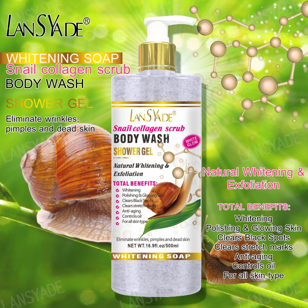 Skesrjtop (Snails) Fruit Scrub Shower Gel Smooth And Refreshing Moisturizing Skin Gentle Cleansing Long-Lasting Fragrance 500Ml
