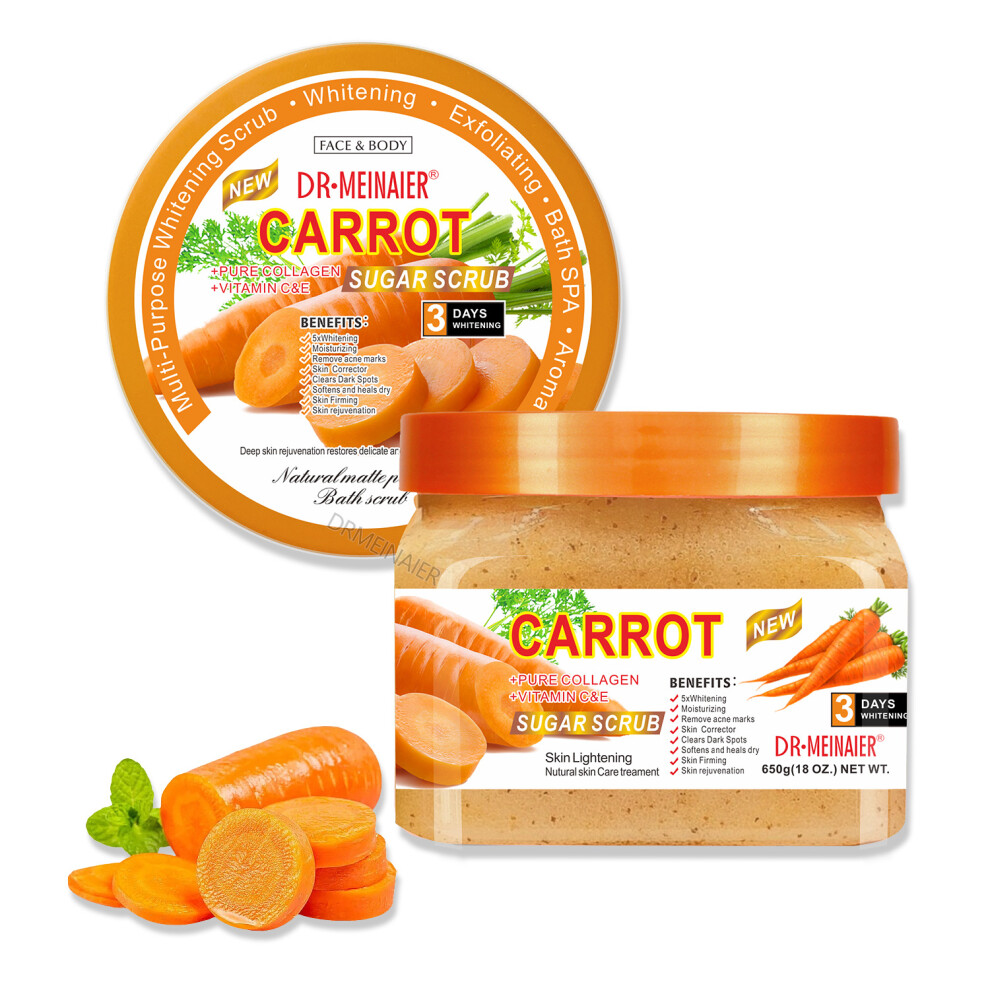 Skesrjtop Cream (Carrot) Ice Arbutin Frosted Sugar Blackening Exfoliating Chicken Skin Bath Salt Bath Salt Coffee Scrub 650G