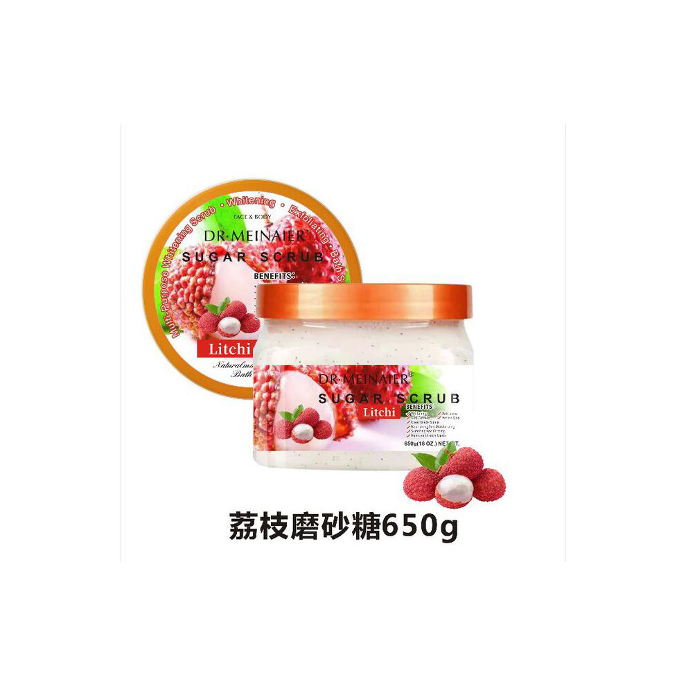 Skesrjtop Cream (Litchi) Ice Arbutin Frosted Sugar Blackening Exfoliating Chicken Skin Bath Salt Bath Salt Coffee Scrub 650G