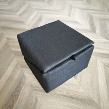 (Black (cotton linen)) Split Dog Stairs Ramp Dual-purpose Wooden Foot Stool