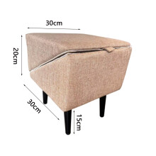 (Khaki (cotton linen)) Split Dog Stairs Ramp Dual-purpose Wooden Foot Stool