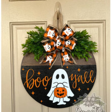 (D (Pumpkin Ghost)) New product Halloween Christmas Jesus White Ghost BOO Door Sign Decoration Brand Wooden Crafts Pendant