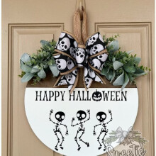 (E (Three Skeletons)) New product Halloween Christmas Jesus White Ghost BOO Door Sign Decoration Brand Wooden Crafts Pendant