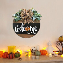 (I (Leopard print leopard print pumpkin)) New product Halloween Christmas Jesus White Ghost BOO Door Sign Decoration Brand Wooden Crafts Pendant