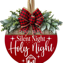 (Red Jesus Silent Night Board) New product Halloween Christmas Jesus White Ghost BOO Door Sign Decoration Brand Wooden Crafts Pendant