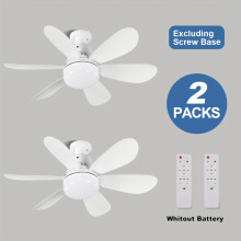 (2PACKS ROUND WHITE) 2PACKS LED Smart Ceiling Fan Lights, Multifunctional Fan Lights with Remote Control, Compatible with E26/E27