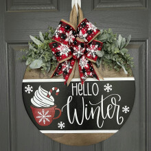 (L (Hello winter ice cream cup)) New product Halloween Christmas Jesus White Ghost BOO Door Sign Decoration Brand Wooden Crafts Pendant
