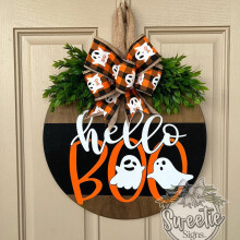 (A (BOO model)) New product Halloween Christmas Jesus White Ghost BOO Door Sign Decoration Brand Wooden Crafts Pendant
