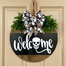 (B (skull model)) New product Halloween Christmas Jesus White Ghost BOO Door Sign Decoration Brand Wooden Crafts Pendant