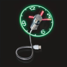 (Silvery White) Ultra-Quiet Portable USB LED Clock Fan | Compact Metal Design for Desktop and Laptop, Green & Red LED Display, 4-5 Hour Timer, No Battery Needed