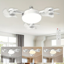 (White) Ceiling Fan Light with Lamp and Remote Control, Dimmable 3-Speed LED Fan, Suitable for Bedroom Living Room Dining Room Conference Room etc