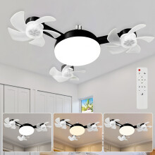 (Black) Ceiling Fan Light with Lamp and Remote Control, Dimmable 3-Speed LED Fan, Suitable for Bedroom Living Room Dining Room Conference Room etc