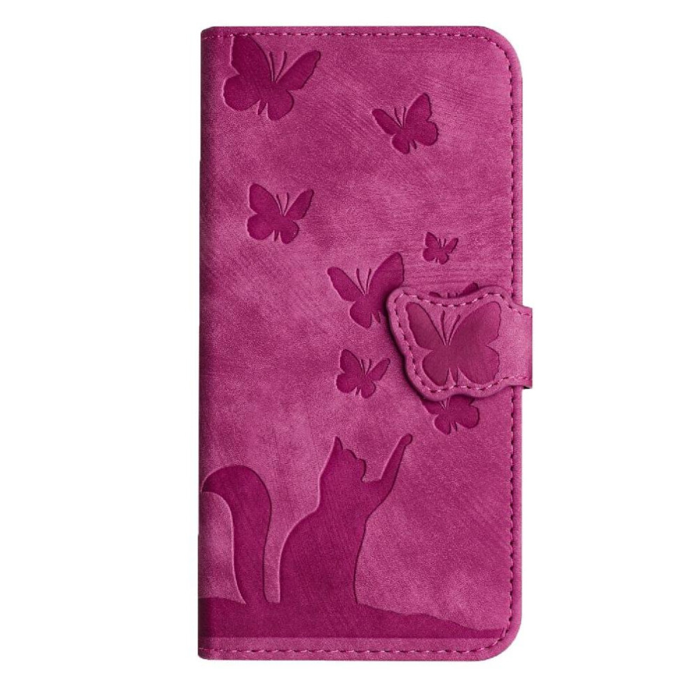 (Pink) Flip Case For Xiaomi Redmi Note 14 Pro 4G Card Pocket Embossed Butterfly Cat Holder Cover Pink 764563594085