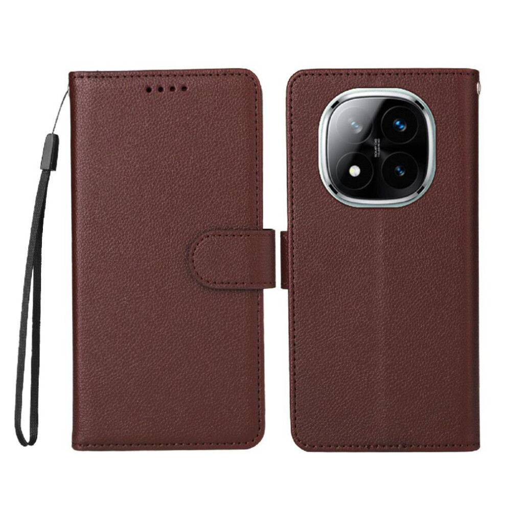 Photos - Case  Flip  for Xiaomi Redmi Note 14 Pro 5g Wallet Magnetic Car Mount Wireless Charging Crad Slot(Brown)