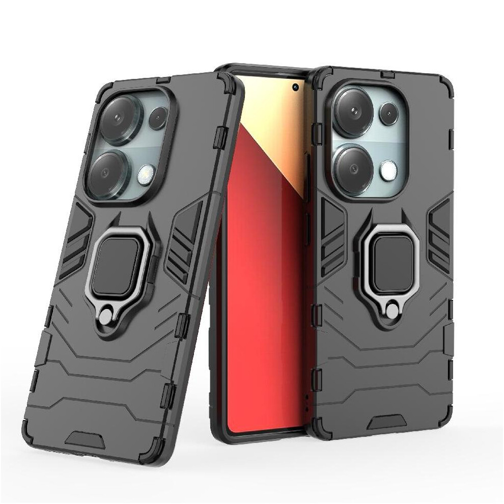(Black) Case For Xiaomi Redmi Note 14S Military Drop Protection 360Rotating Ring Kickstand Shockproof Cover Black 764563595143