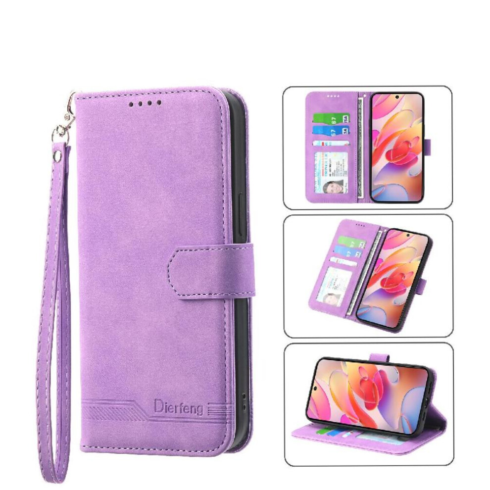 (Purple) Flip Case For Xiaomi Redmi Note 14 4G Cash Pocket Magnetic Closure Premium Wristband Card Slots Purple 764563595266