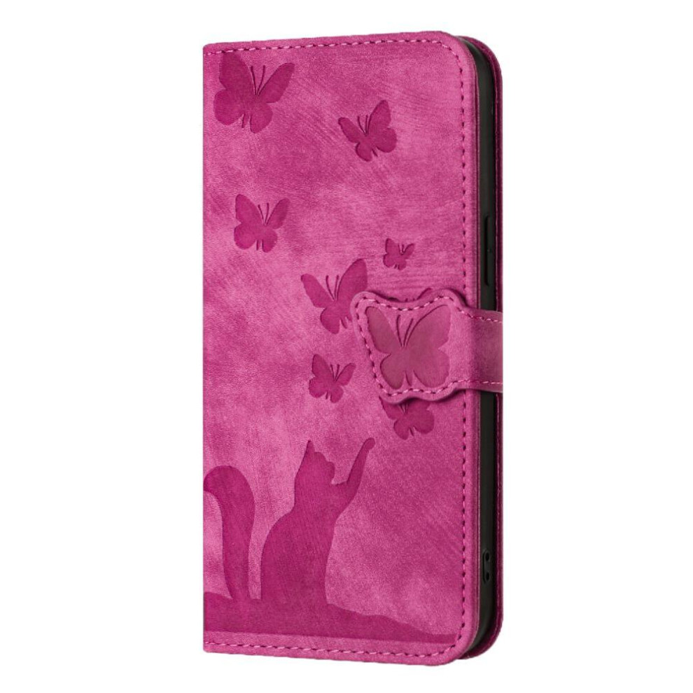 (Pink) Flip Case For Xiaomi Redmi Note 14 4G Holder Cover Card Pocket Embossed Butterfly Cat Pink 764563594283