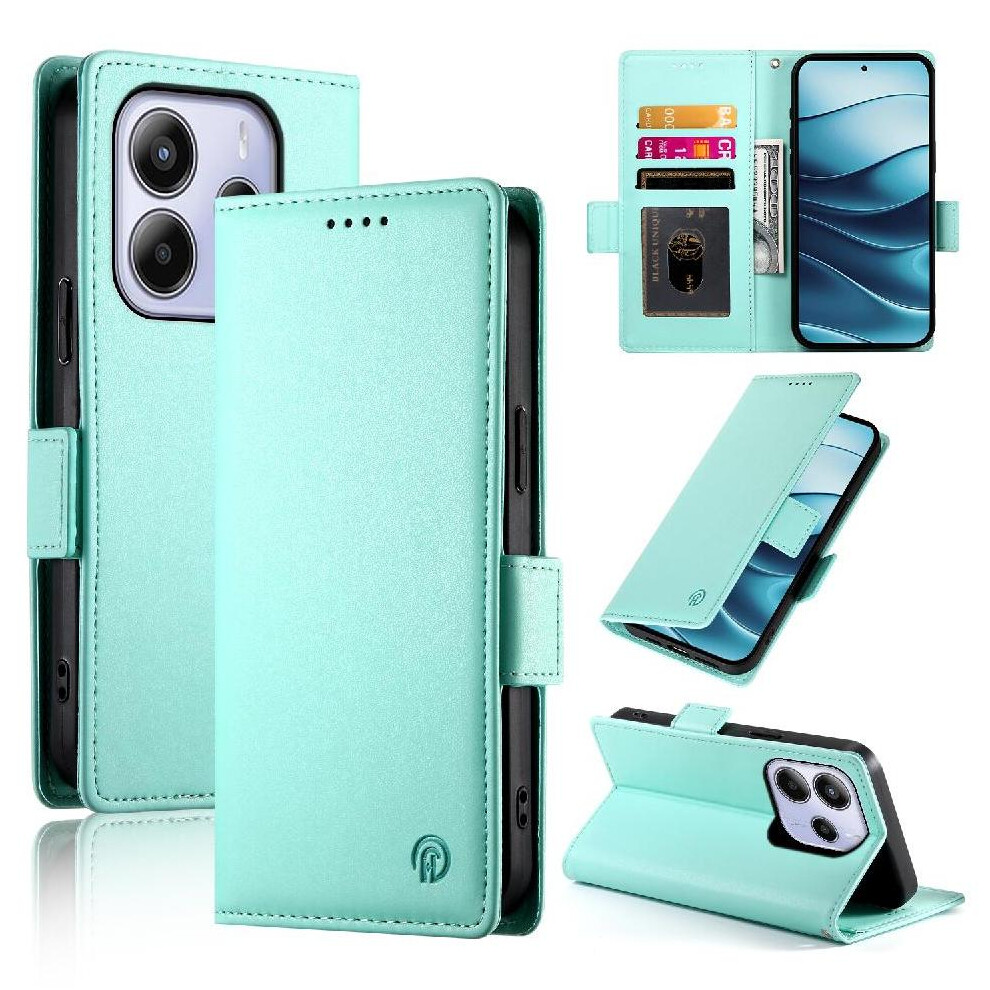 (Green) Flip Case For Xiaomi Redmi Note 14 4G Wallet Card Slots Flip Daily Use Business Green 764563595419