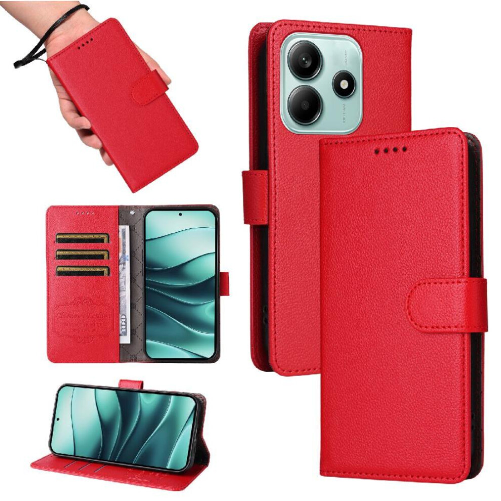 (Red) Flip Case For Xiaomi Mi Note 14 5G Wallet Crad Slot Magnetic Car Mount Wireless Charging Red 764563594252