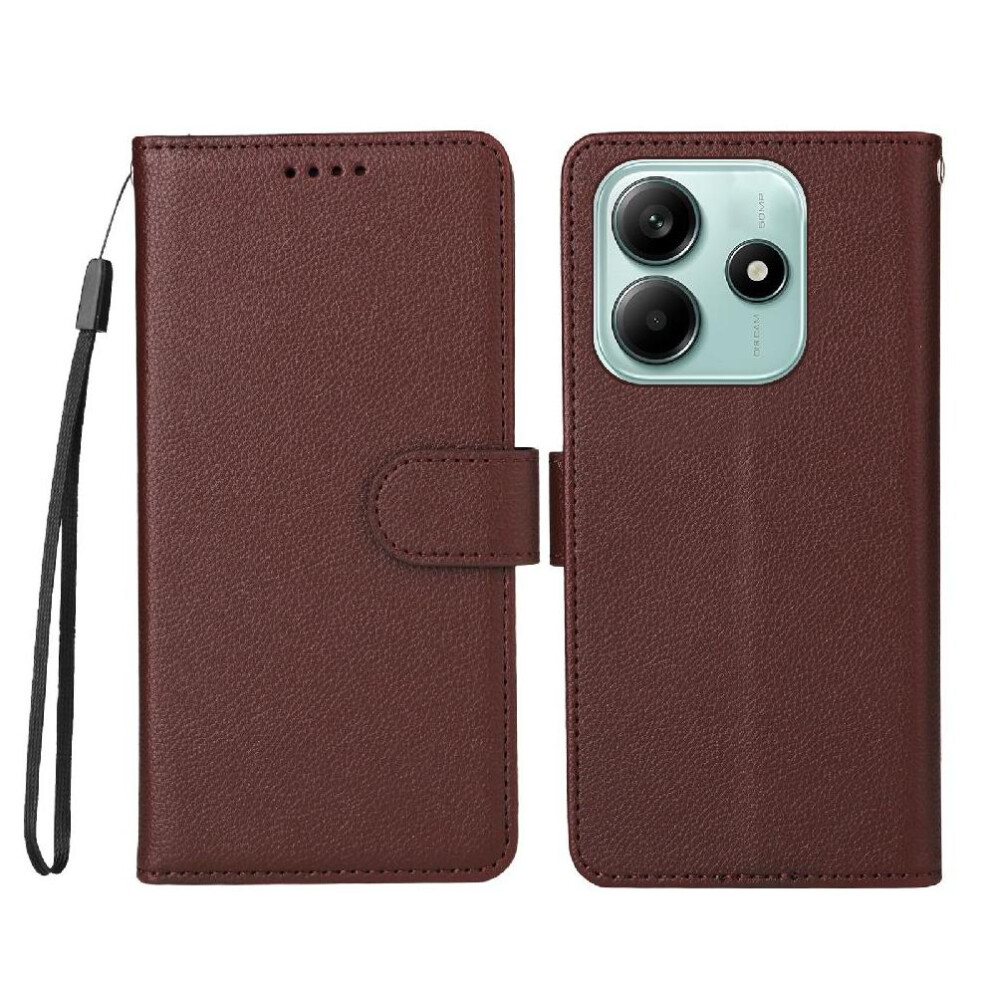 (Brown) Flip Case For Xiaomi Redmi Note 14 5G Wallet Crad Slot Magnetic Car Mount Wireless Charging Brown 764563594221