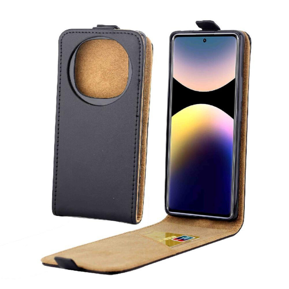 (Black) Vertical Flip Case for Xiaomi Redmi Note 14 Pro 4g Card Slot Business Style Protective Cover Tpu Leather-image-OPC-PHMFCH6-NEW