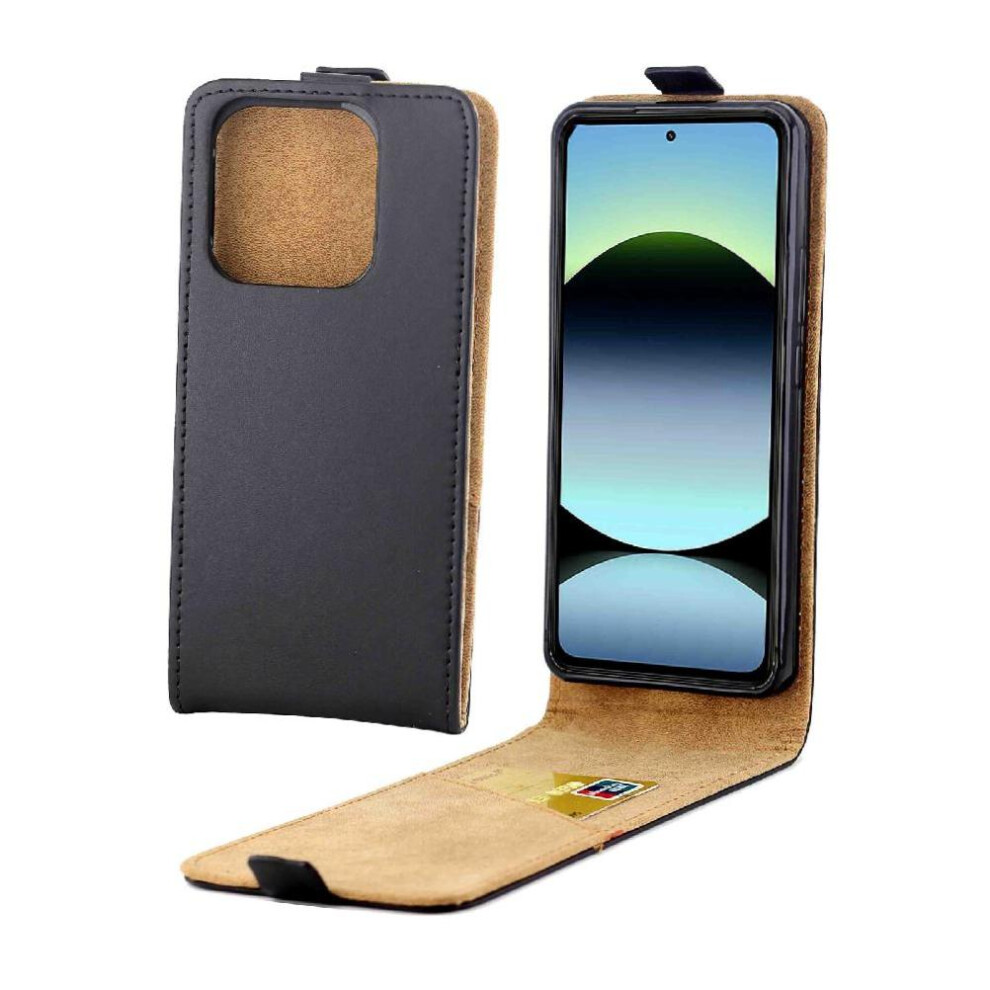 (Black) Vertical Flip Case For Xiaomi Redmi Note 14 4G Protective Cover Card Slot Tpu Leather Business Style Black 764563595587