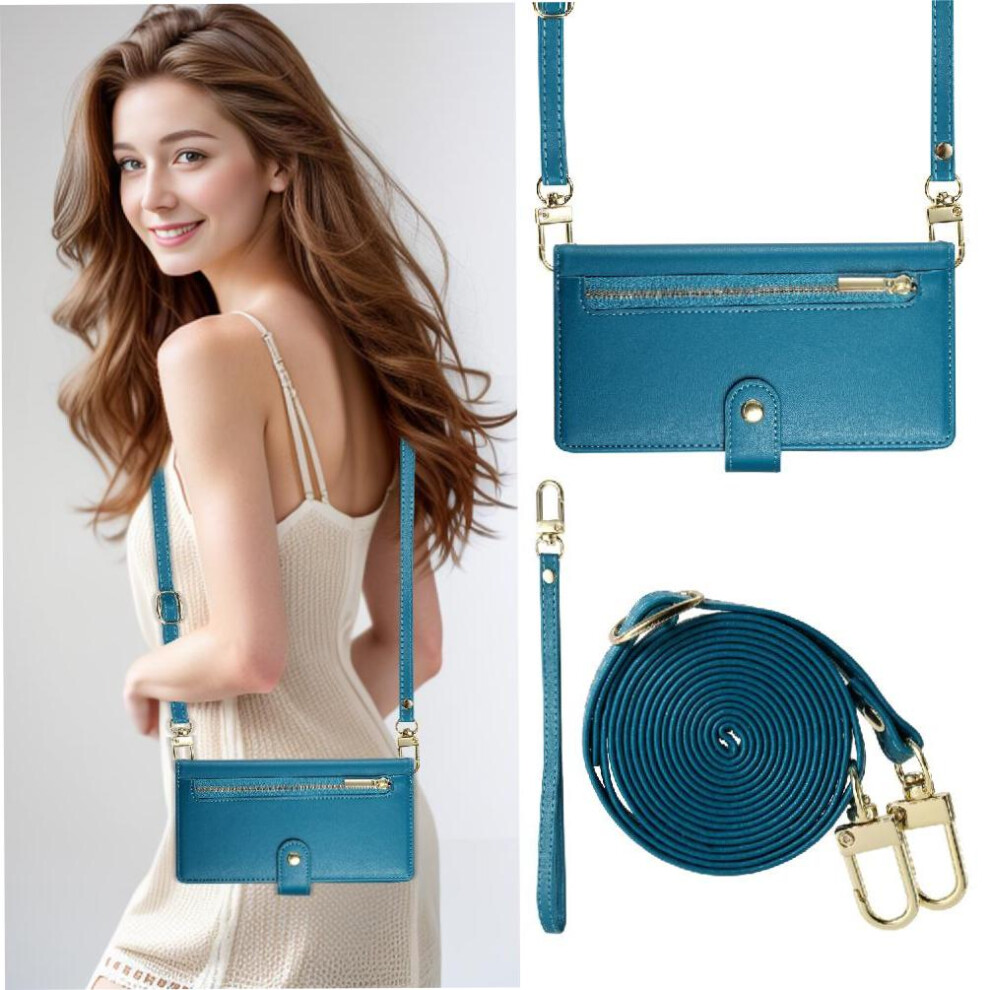 (Blue) Flip Case For Xiaomi Redmi Note 14 4G Multifunctional Stand Business Wallet Crossbody Strap Blue 764563595501