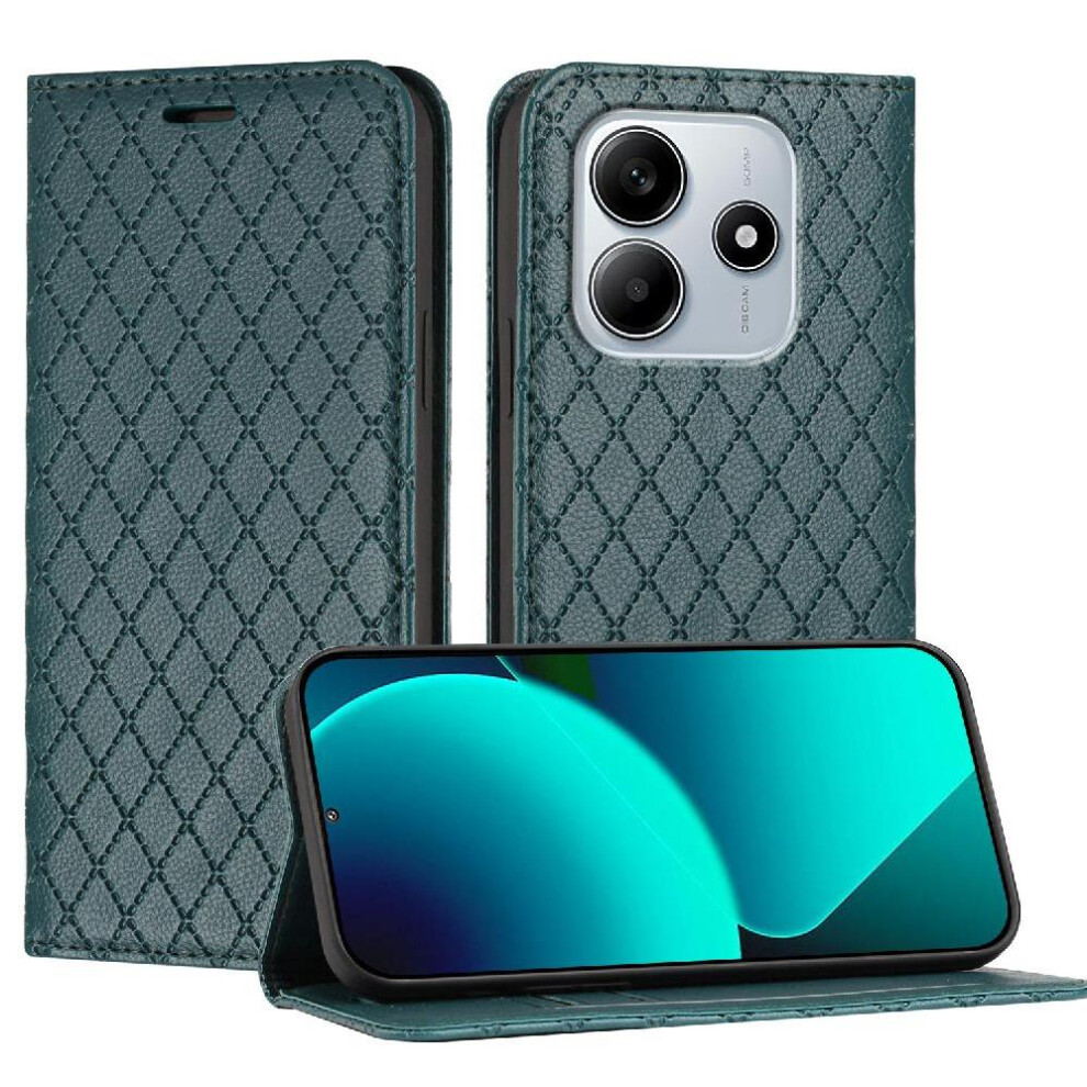 (Green) Case For Xiaomi Redmi Note 14 4G Flip Card Slots Holder Magnetic Shell Wallet Business Green 764563596157