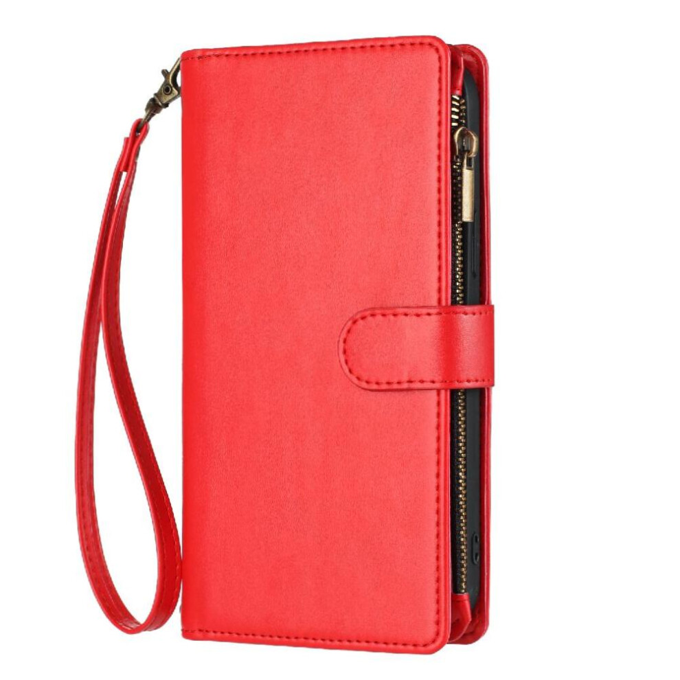 (Red) Case For Xiaomi Mi Note 14 5G Handbag Cover Pu Leather Folio Flip Wallet Zipper Card Slots Red 764563596355