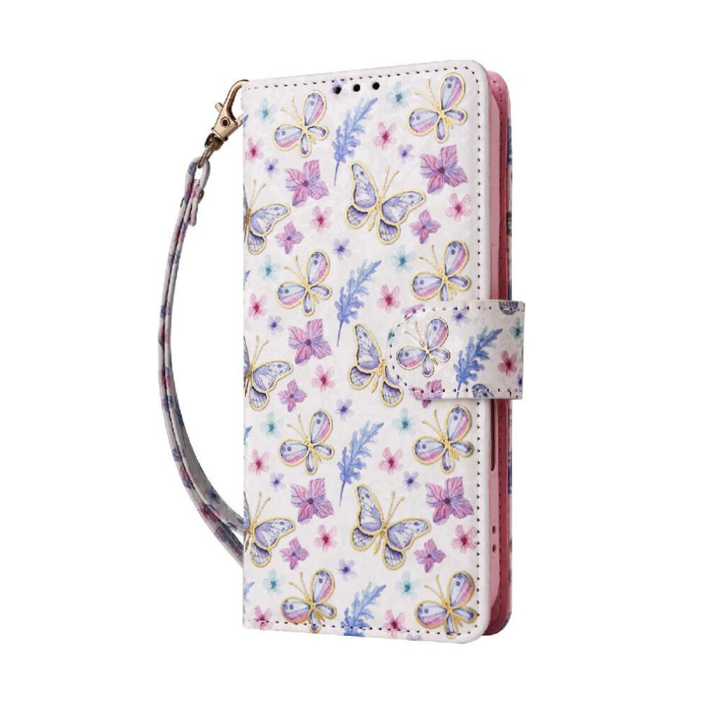 (Ohter) Wallet Phone Case For Xiaomi Redmi Note 14 4G Magnetic Closure 1 Bill Compartment Rfid Blocking Painted Flower 3 Card Slots Gold 764563595808