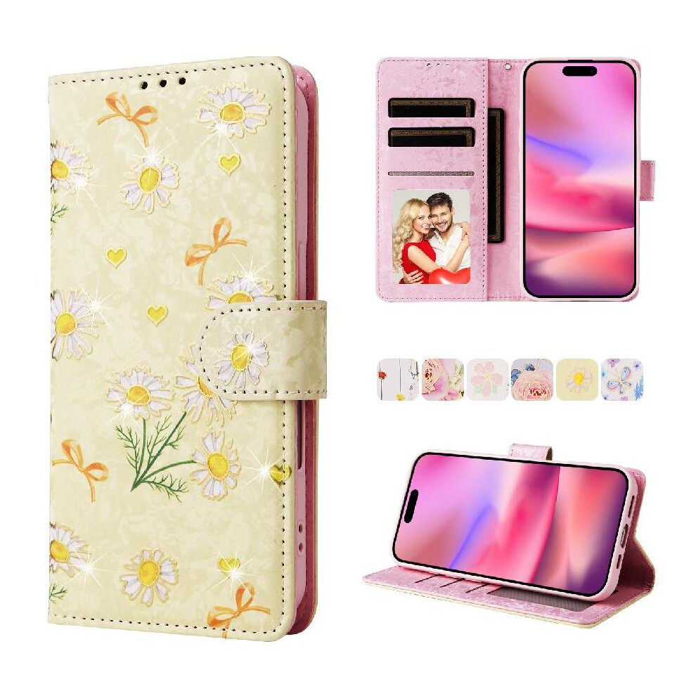 (C3 ) Wallet Phone Case For Xiaomi Redmi Note 14 4G Magnetic Closure 1 Bill Compartment Rfid Blocking Painted Flower 3 Card Slots Gold 764563595792