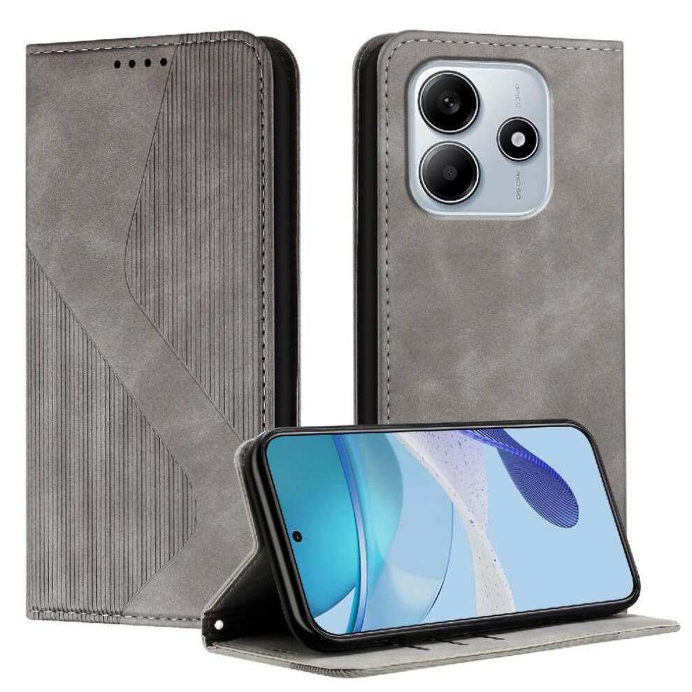 ( ) Case For Xiaomi Redmi Note 14 5G Pu Leather Magnetic Folio Flip Card Slots Holder Wallet Kickstand Gray 764563596706
