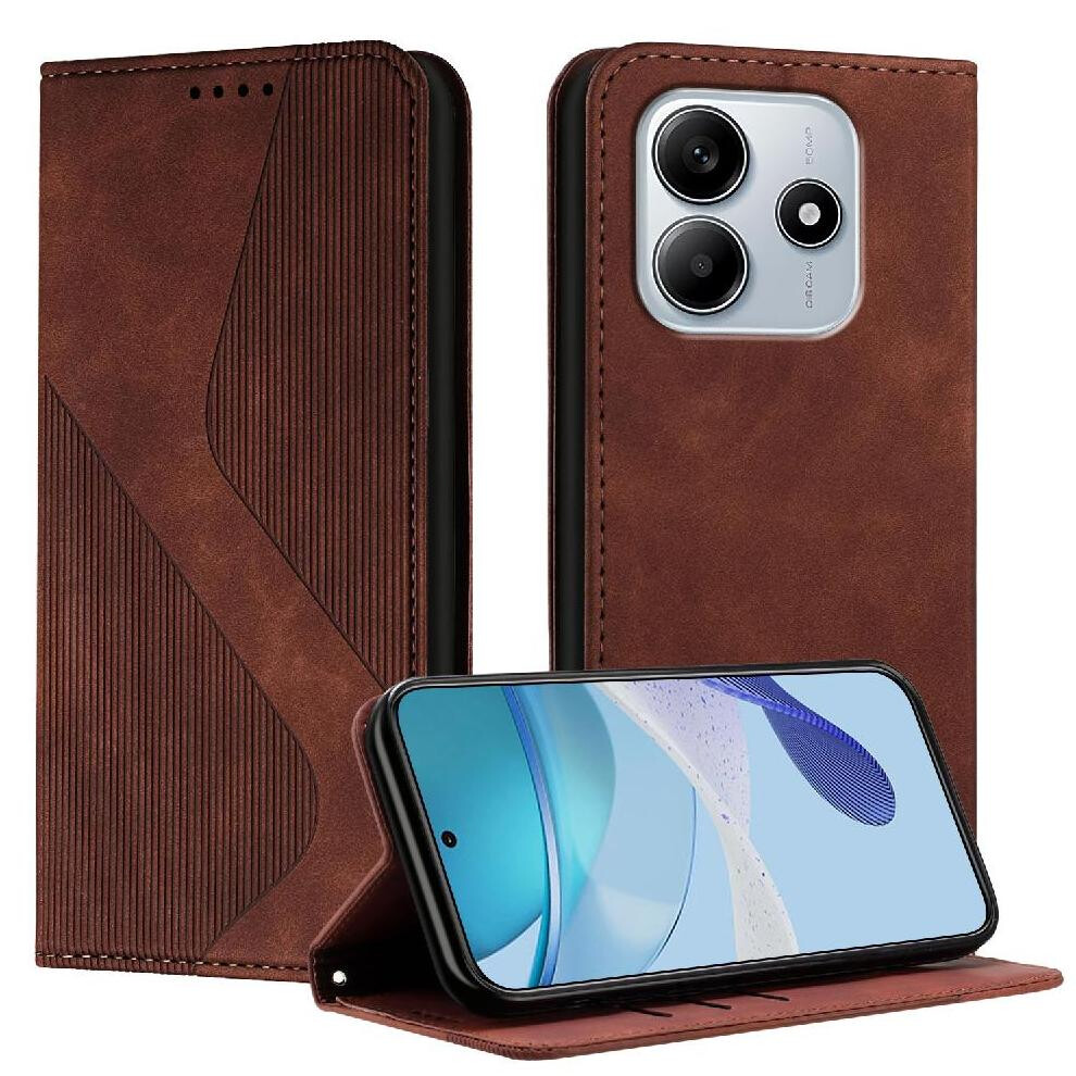 (Brown) Case For Xiaomi Redmi Note 14 5G Pu Leather Magnetic Folio Flip Card Slots Holder Wallet Kickstand Brown 764563596676