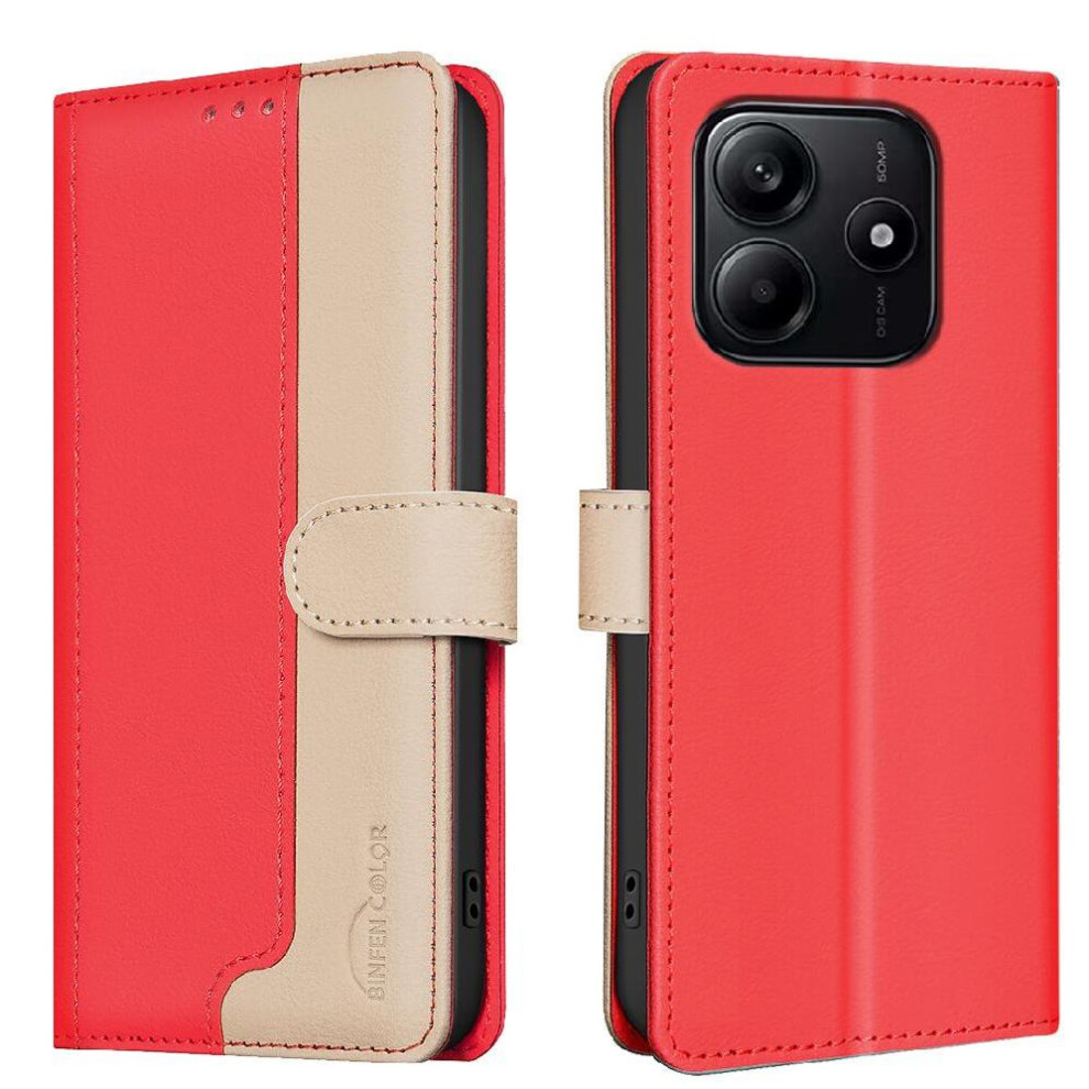(Red) Flip Case For Xiaomi Mi Note 14 5G Card Slots Holder Rfid Blocking Shockproof Tpu Inner Shell Flip Folio Kickstand Red 764563596973