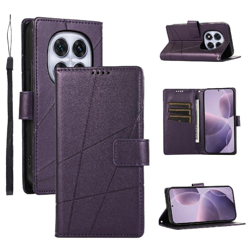 (Purple) Case For Xiaomi Redmi Note 14 Pro 4G Three Card Slots Kickstand Shockproof Shock Absorbing Purple 764563598113