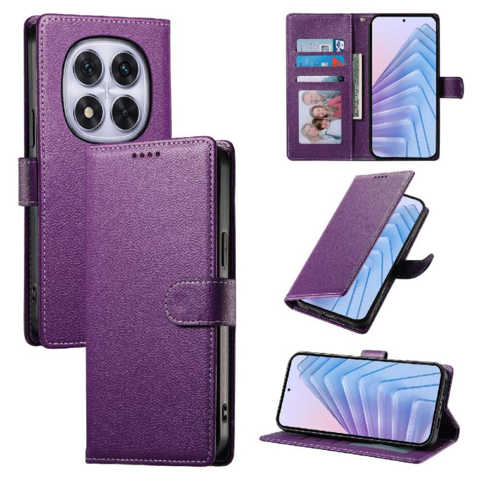 (Purple) Case For Xiaomi Redmi Note 14 Pro 4G Magnetic Closure Card Slots Daily Use Shockproof Purple 764563598267