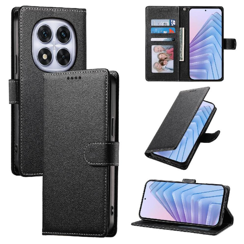 (Black) Case For Xiaomi Redmi Note 14 Pro 4G Magnetic Closure Card Slots Daily Use Shockproof Black 764563598281